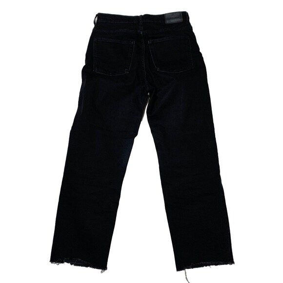Everlane Way High Jean Straight Leg Size 28 Black Denim 100% Cotton Raw Hem - Picture 3 of 11